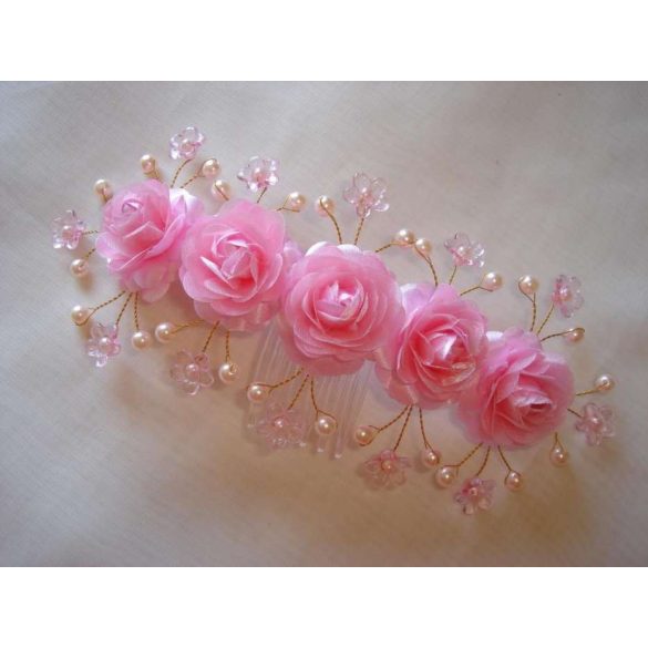 Rózsaszín-barack fejdísz 