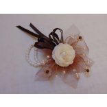 Csuklódísz barna-ekrü, gyöngysoros pánttal 