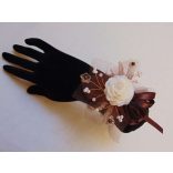 Csuklódísz barna-ekrü, gyöngysoros pánttal 