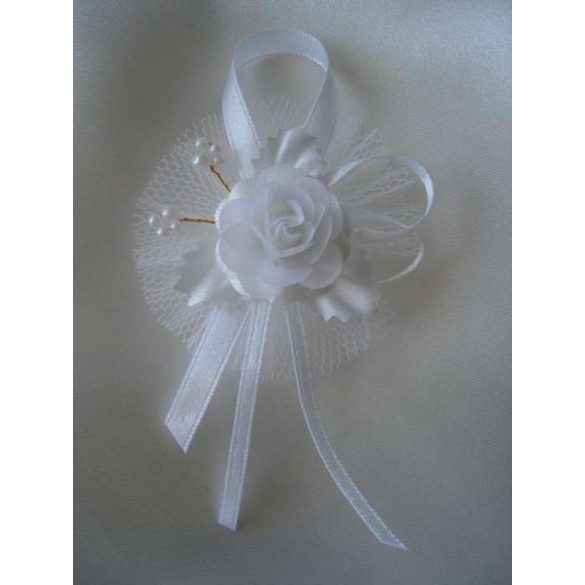 1" Bokréta, kitűző fehér 