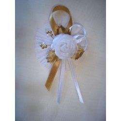 1" Bokréta, kitűző arany-fehér 