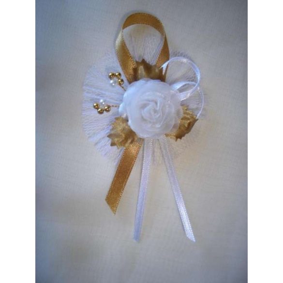 1" Bokréta, kitűző arany-fehér 