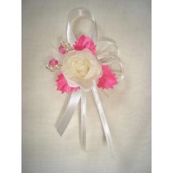 1" Bokréta, kitűző ekrü-pink 