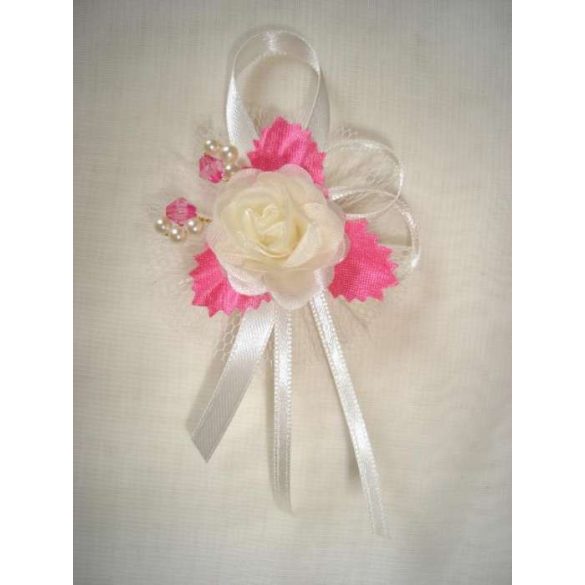 1" Bokréta, kitűző ekrü-pink 