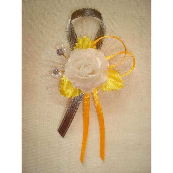 1" Bokréta, kitűző napsárga-grafit 