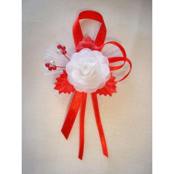 1" Bokréta, kitűző piros-fehér 