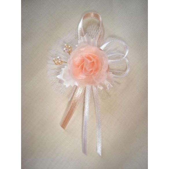 1" Bokréta, kitűző fehér-barack 