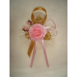 1" Bokréta, kitűző arany-rózsaszín 