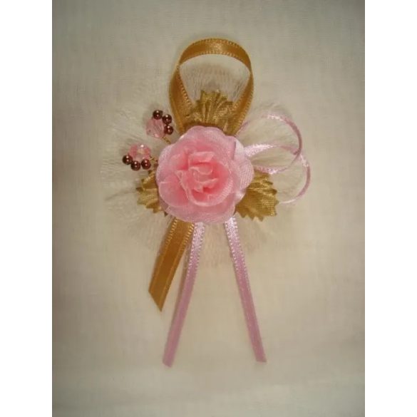 1" Bokréta, kitűző arany-rózsaszín 