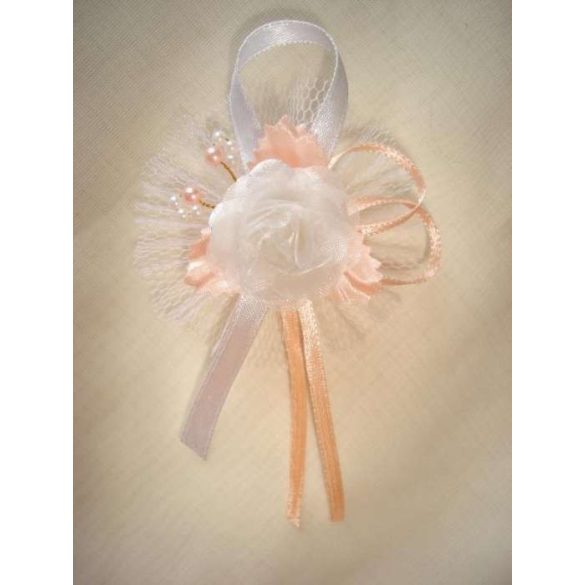 1" Bokréta, kitűző barack-fehér 