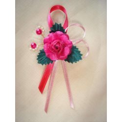 1" Bokréta, kitűző pink-rózsaszín-zöld 