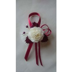 1" Bokréta, kitűző boki ekrü-bordó 