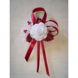 1" Bokréta, kitűző fehér-bordó 