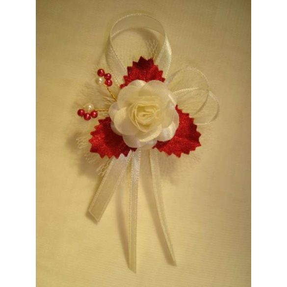 1" Bokréta, kitűző ekrü-bordó 