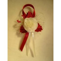 1" Bokréta, kitűző ekrü-bordó 