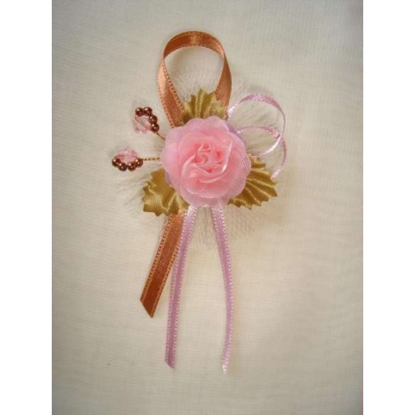 1" Bokréta, kitűző bronz-rószaszín-arany 