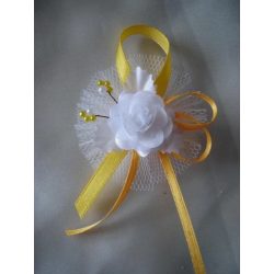 1" Bokréta, kitűző fehér-napsárga 