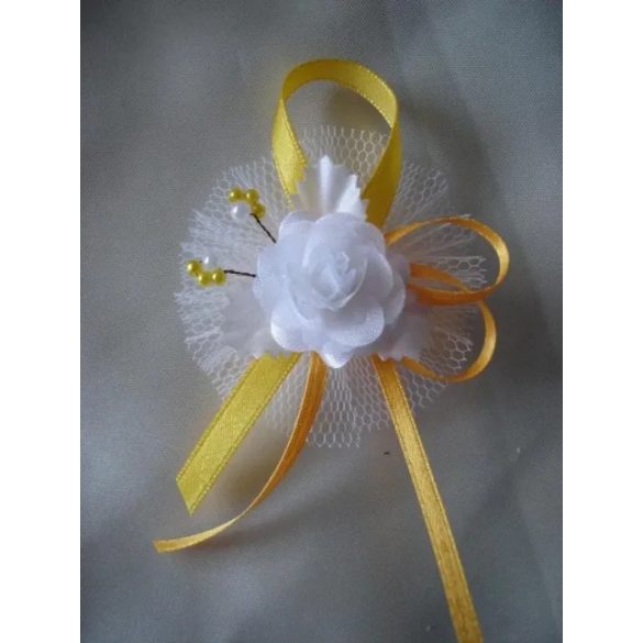 1" Bokréta, kitűző fehér-napsárga 