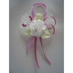 1" Bokréta, kitűző ekrü-mályva-rózsaszín-zöld 