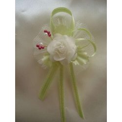 1" Bokréta, kitűző ekrü-zöld-mályva 