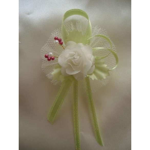 1" Bokréta, kitűző ekrü-zöld-mályva 