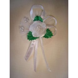 1" Bokréta, kitűző fehér-zöld 