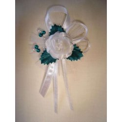 1" Bokréta, kitűző fehér-söt.zöld 