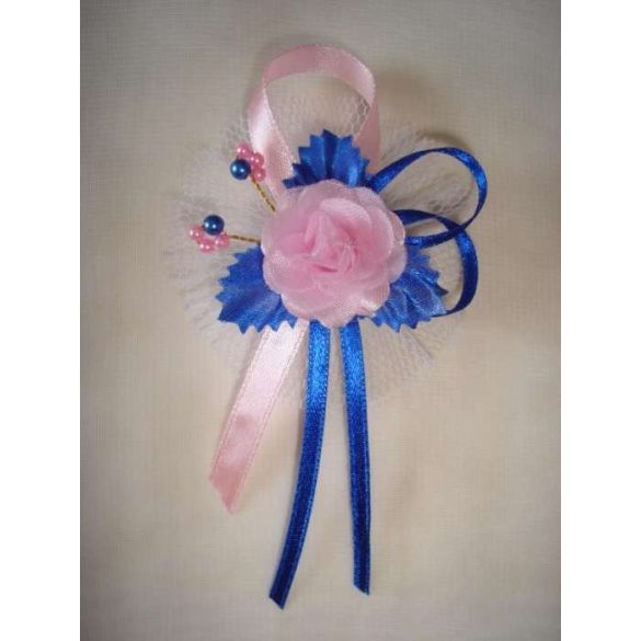 1" Bokréta, kitűző rózsaszín-kir.kék 