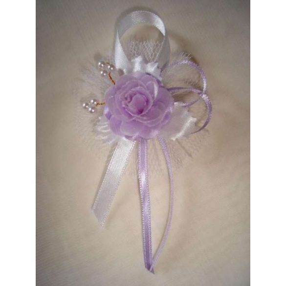 1" Bokréta, kitűző fehér-lila 