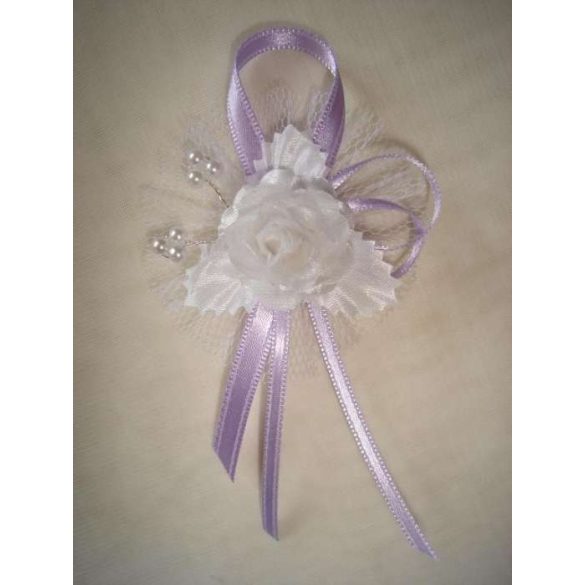 1" Bokréta, kitűző fehér-lila 