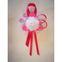 1" Bokréta, kitűző pink-fehér 