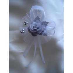 1" Bokréta, kitűző ezüst-fehér 