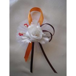 1" Bokréta, kitűző ekrü-narancs-csoki 