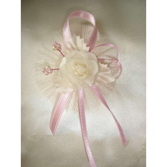 1" Bokréta, kitűző ekrü-rózsaszín 