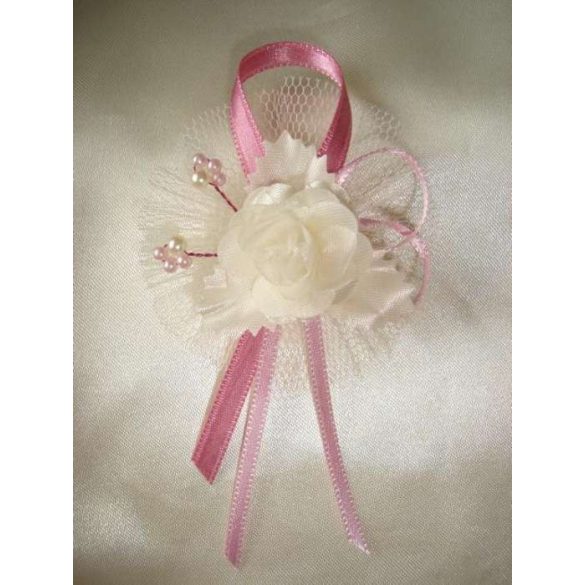 1" Bokréta, kitűző ekrü-mályva-rózsaszín 