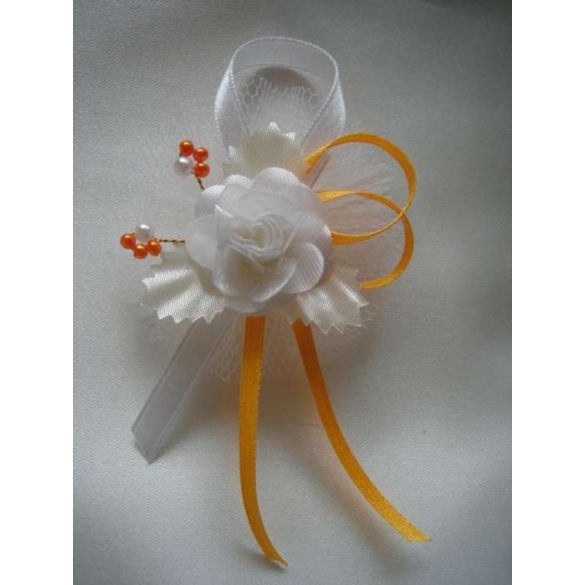 1" Bokréta, kitűző ekrü-fehér-narancs 