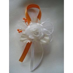 1" Bokréta, kitűző narancs-ekrü-fehér 