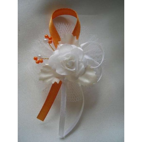 1" Bokréta, kitűző narancs-ekrü-fehér 