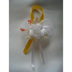 1" Bokréta, kitűző napsárga-ekrü-fehér 