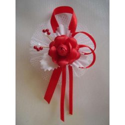 1" Bokréta, kitűző piros-fehér 