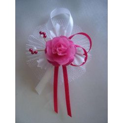 1" Bokréta, kitűző pink-fehér 