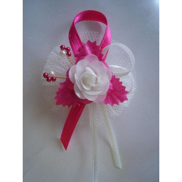 1" Bokréta, kitűző pink-ekrü 