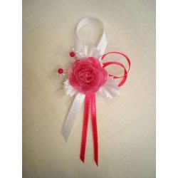 1" Bokréta, kitűző pink-fehér 