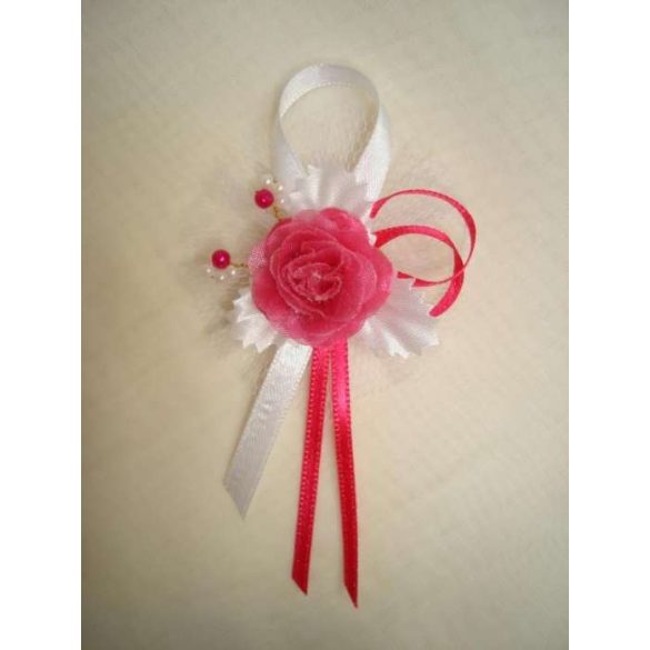 1" Bokréta, kitűző pink-fehér 