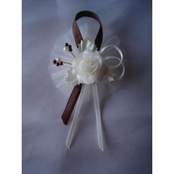 1" Bokréta, kitűző csoki-ekrü 