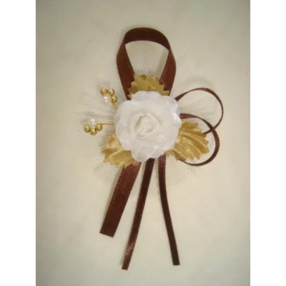 1" Bokréta, kitűző csoki-arany-ekrü 