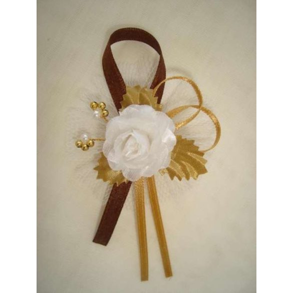 1" Bokréta, kitűző csoki-ekrü-arany 