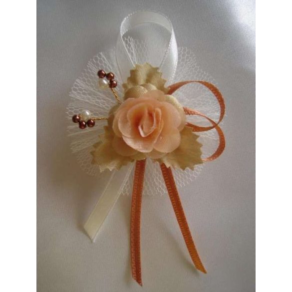 1" Bokréta, kitűző barack-arany-ekrü-bronz 