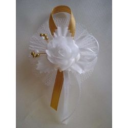 1" Bokréta, kitűző arany-fehér 