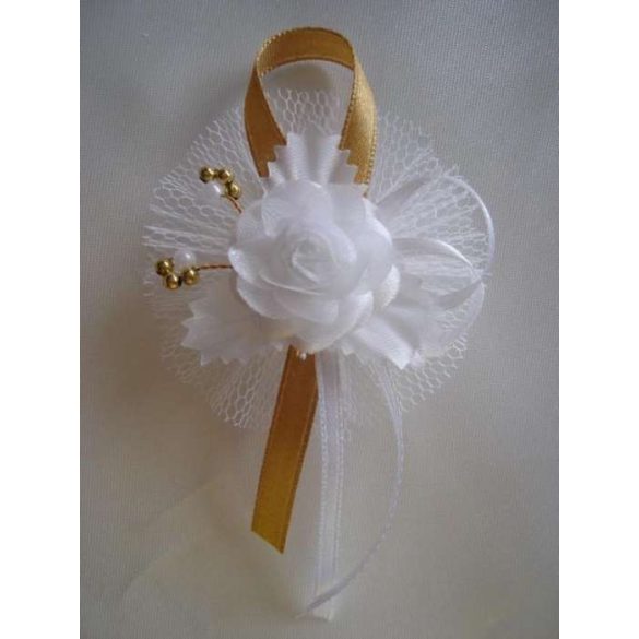 1" Bokréta, kitűző arany-fehér 